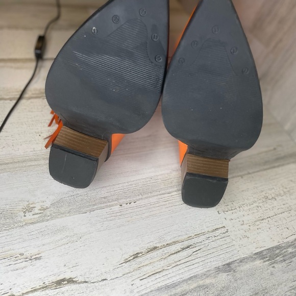 Knee High Faux Leather Tassel Fringe Pointed Toe Cowboy Boots- Orange Size 38 - Picture 16 of 16